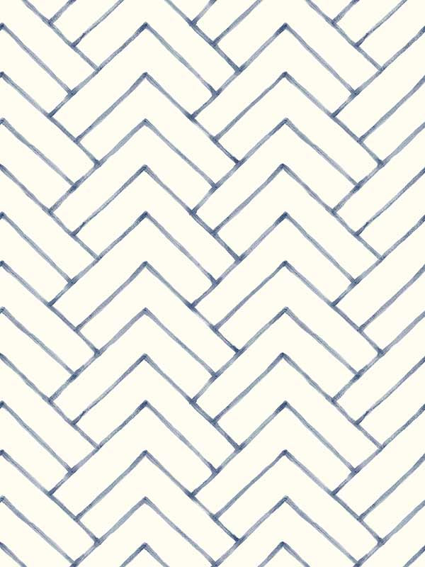 Oswin Tiered Herring wallpaper in navy color - pattern number 3125-72363 - by Chesapeake in the Kinfolk collection