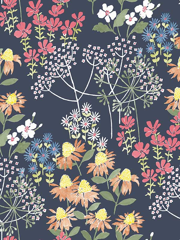 Cultivate Springtime Blooms fabric in navy color - pattern number 4122-27016 - by A Street Prints in the Terrace collection