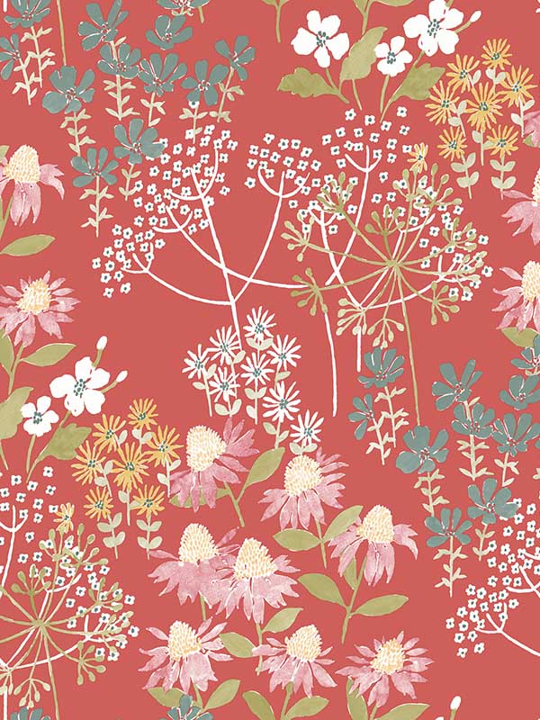 Cultivate Springtime Blooms fabric in red color - pattern number 4122-27019 - by A Street Prints in the Terrace collection