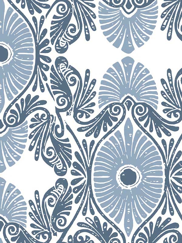Villa Embellished Ogee wallpaper in blue color - pattern number 4122-72401 - by A Street Prints in the Terrace collection