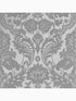 Gothic Damask Flock fabric in grey and silver color - pattern number 104564 - by Graham and Brown in the Graham and Brown Collection collection