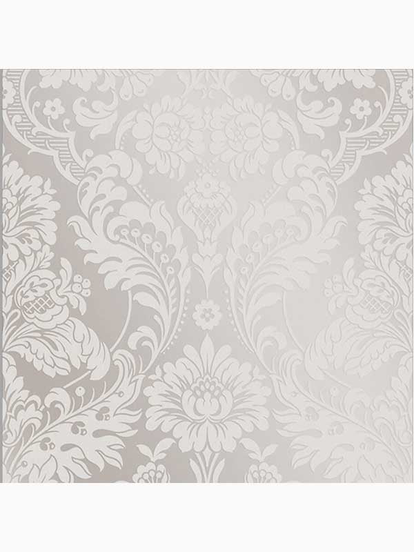 Gothic Damask Flock fabric in white color - pattern number 104565 - by Graham and Brown in the Graham and Brown Collection collection