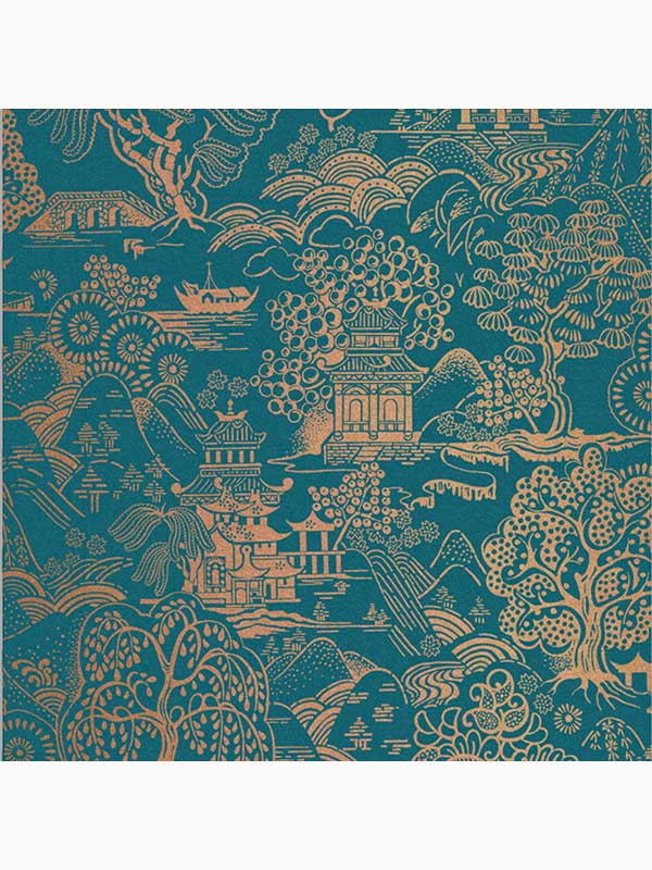 Basuto Abstract wallpaper in teal and copper color - pattern number 105932 - by Graham and Brown in the Graham and Brown Collection collection