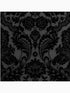 Gothic Damask Flock fabric in noir black color - pattern number 106585 - by Graham and Brown in the Graham and Brown Collection collection
