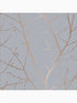 Boreas Trees Trail fabric in soft grey and rose gold color - pattern number 107580 - by Graham and Brown in the Graham and Brown Collection collection