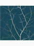Boreas Trees Trail fabric in teal color - pattern number 107582 - by Graham and Brown in the Graham and Brown Collection collection