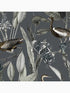 Glasshouse Birds Tropical fabric in midnight dark grey color - pattern number 111718 - by Graham and Brown in the Graham and Brown Collection collection