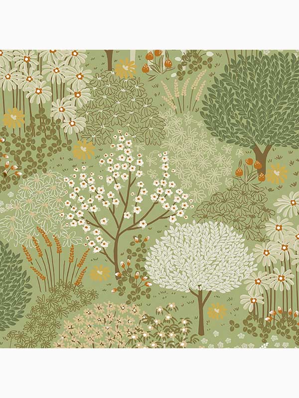 Fable Trees Trail fabric in sage green color - pattern number 115058 - by Graham and Brown in the Graham and Brown Collection collection