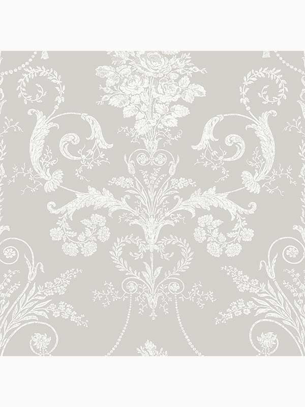 Josette wallpaper in white and dove grey color - pattern number 113378 - by Laura Ashley in the Laura Ashley Collection collection