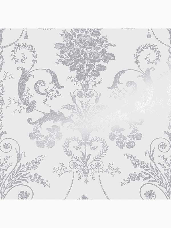 Josette wallpaper in metallic silver color - pattern number 113379 - by Laura Ashley in the Laura Ashley Collection collection