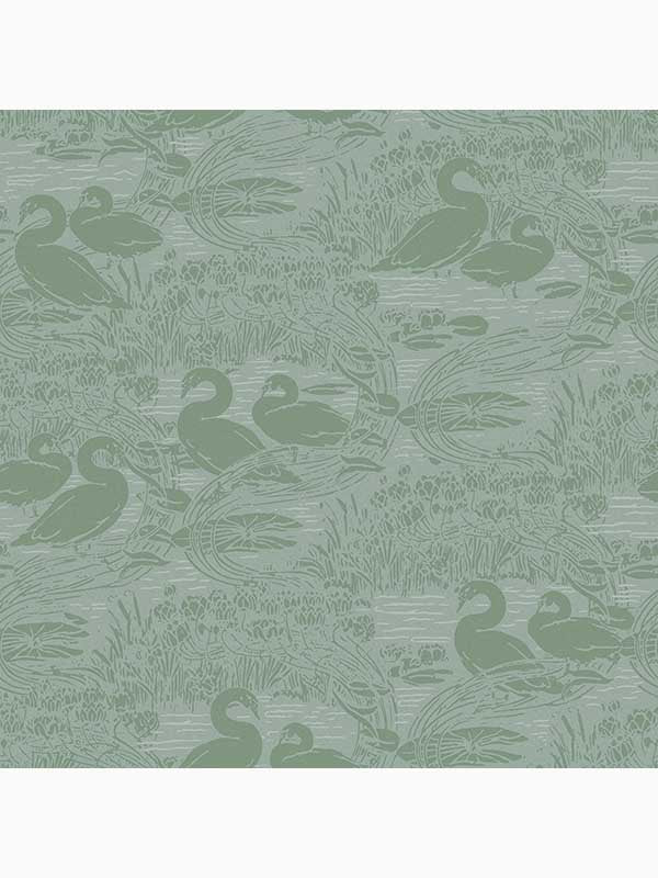 Swans wallpaper in jade green color - pattern number 118472 - by Laura Ashley in the Laura Ashley Collection collection