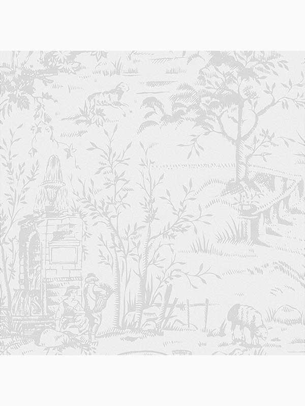 Toile de Jouy wallpaper in sugared grey color - pattern number 118495 - by Laura Ashley in the Laura Ashley Collection collection