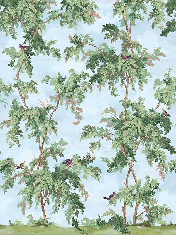 Suffolk Lane 3 Panel mural in areal color - pattern number CL32002M - by Carl Robinson in the Carl Robinson 19 The Wall collection