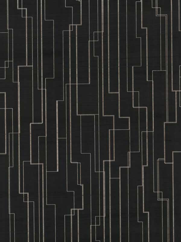 Inlay Line wallpaper in black color - pattern number GV0256 - by Ronald Redding in the Grasscloth and Natural Resource collection
