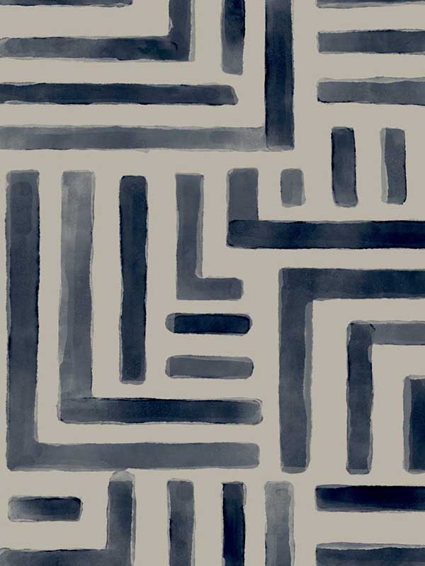 Painterly Labyrinth wallpaper in navy color - pattern number LM5361 - by York Designer Series in the Lemieux et Cie Signature collection