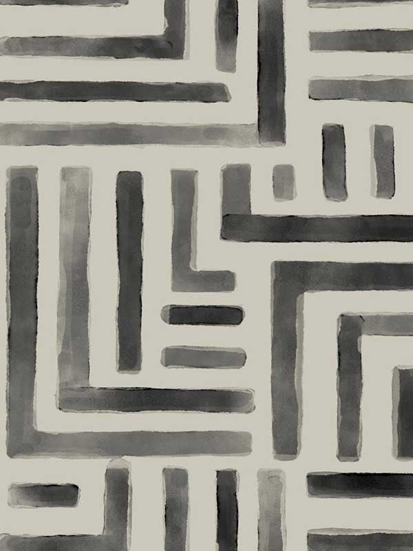 Painterly Labyrinth wallpaper in charcoal color - pattern number LM5365 - by York Designer Series in the Lemieux et Cie Signature collection