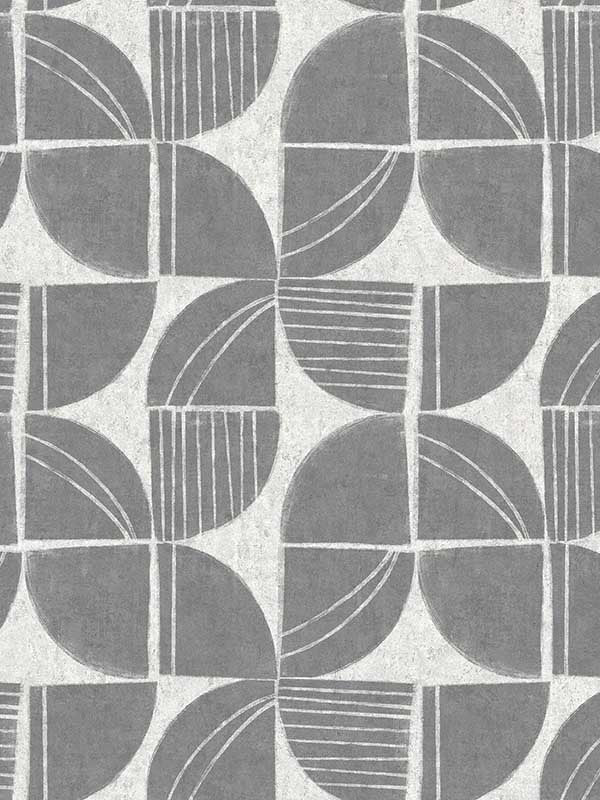 Baxter Semicircle Mosaic fabric in charcoal color - pattern number 4141-27110 - by A Street Prints in the Solace collection