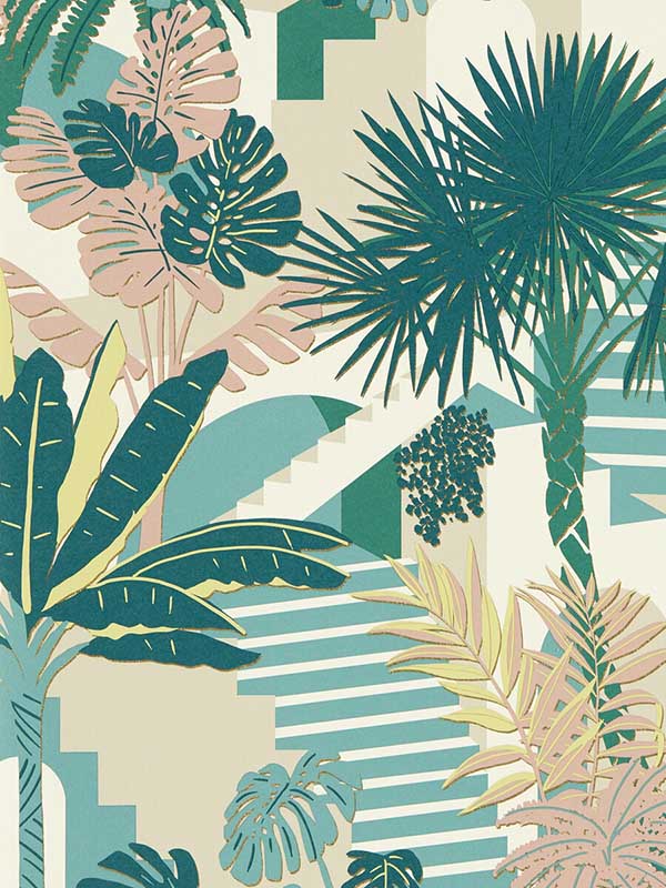 Malindi fabric in mineral blush color - pattern number W0186/02.CAC.0 - by Clarke and Clarke in the Breegan Jane Wallcoverings collection