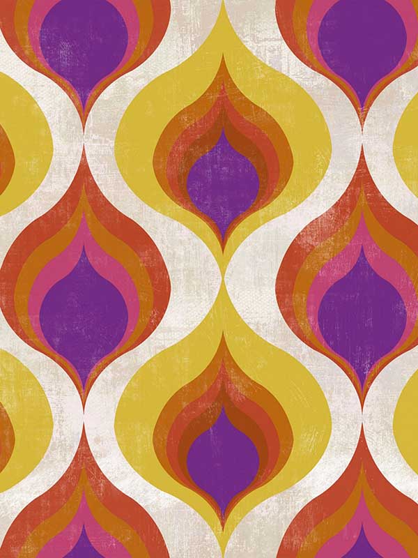 Ottoman Pattern wallpaper in red yellow purple color - pattern number WP20007 - by Mind the Gap in the Designer Collection I collection