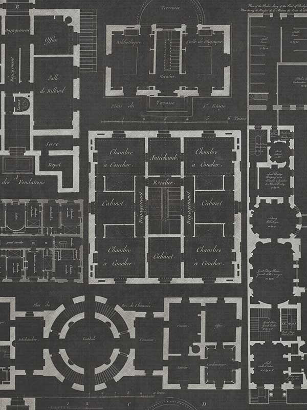 Chateau wallpaper in anthracite black and white gray color - pattern number WP20025 - by Mind the Gap in the Designer Collection I collection