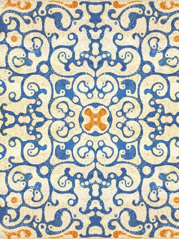 Spanish Tile wallpaper in blue orange color - pattern number WP20054 - by Mind the Gap in the Designer Collection I collection