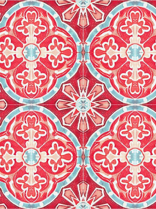 Rufous Tile wallpaper in red pink purple color - pattern number WP20055 - by Mind the Gap in the Designer Collection I collection