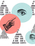 Eyes On Me wallpaper in blue red color - pattern number WP20087 - by Mind the Gap in the Designer Collection I collection