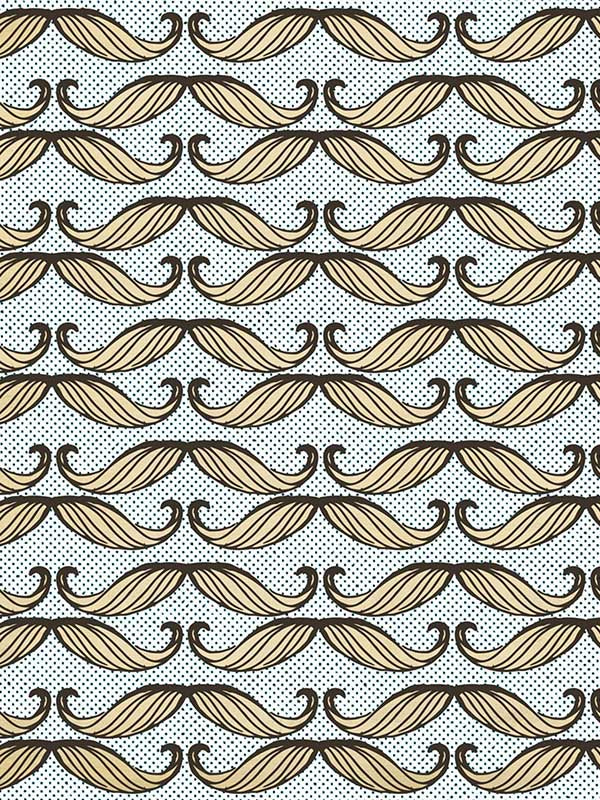 Moustache wallpaper in blue green yellow color - pattern number WP20088 - by Mind the Gap in the Designer Collection I collection