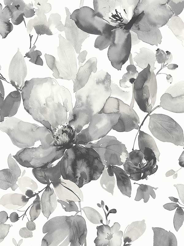Watercolor Garden wallpaper in inkwell color - pattern number PR12700 - by Seabrook in the Seabrook Prepasted Wallpaper Assortment collection