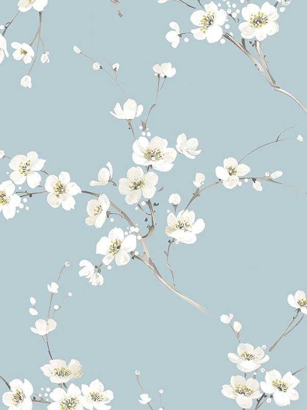 Blossoming Branches wallpaper in sky blue color - pattern number PR13202 - by Seabrook in the Seabrook Prepasted Wallpaper Assortment collection