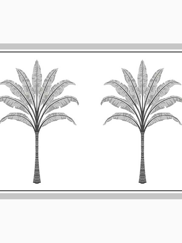 Montgomery Palm Peel and Stick border in harbor grey color - pattern number HG10808B - by NextWall in the Peel and Stick Wallpaper by Harry and Grace 3 collection
