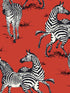Playful Zebras Peel and Stick fabric in red color - pattern number HG11101 - by NextWall in the Peel and Stick Wallpaper by Harry and Grace 3 collection