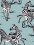 Playful Zebras Peel and Stick fabric in light blue color - pattern number HG11102 - by NextWall in the Peel and Stick Wallpaper by Harry and Grace 3 collection