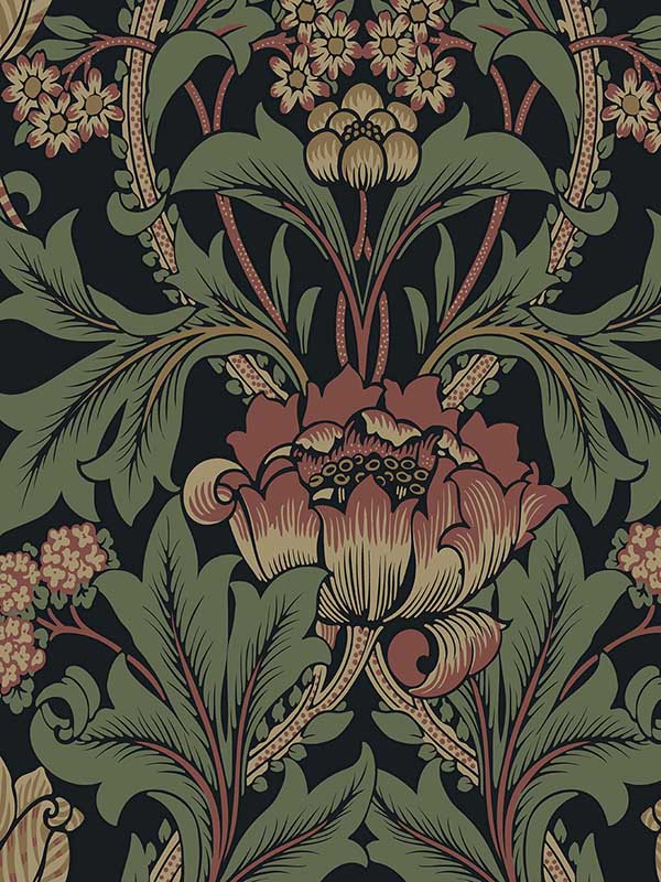Primrose Floral Peel and Stick fabric in denim blue and auburn color - pattern number NW44401 - by NextWall in the Peel and Stick Wallpaper by Nextwall collection