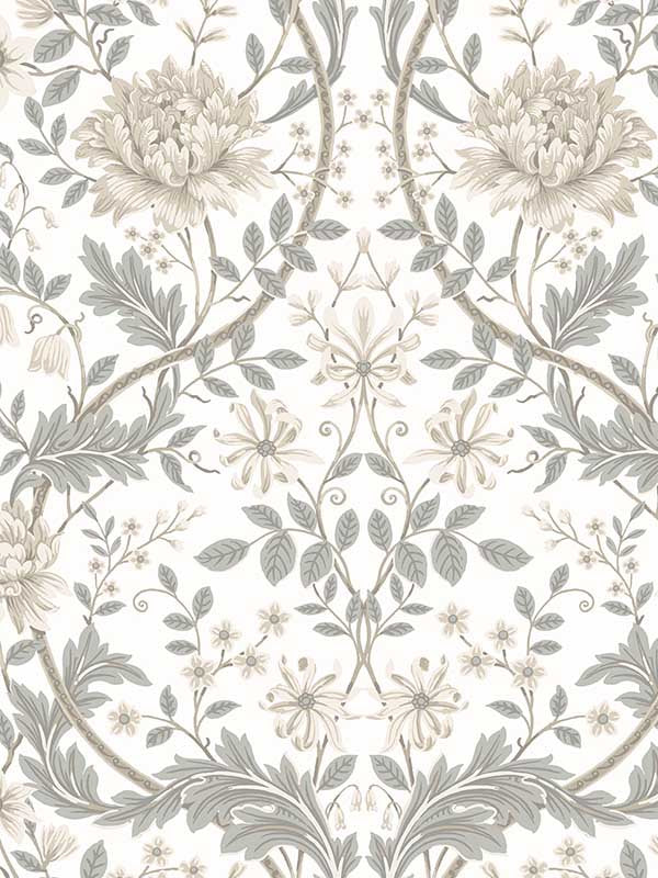Honeysuckle Trail Peel and Stick wallpaper in ivory and grey color - pattern number NW44600 - by NextWall in the Peel and Stick Wallpaper by Nextwall collection
