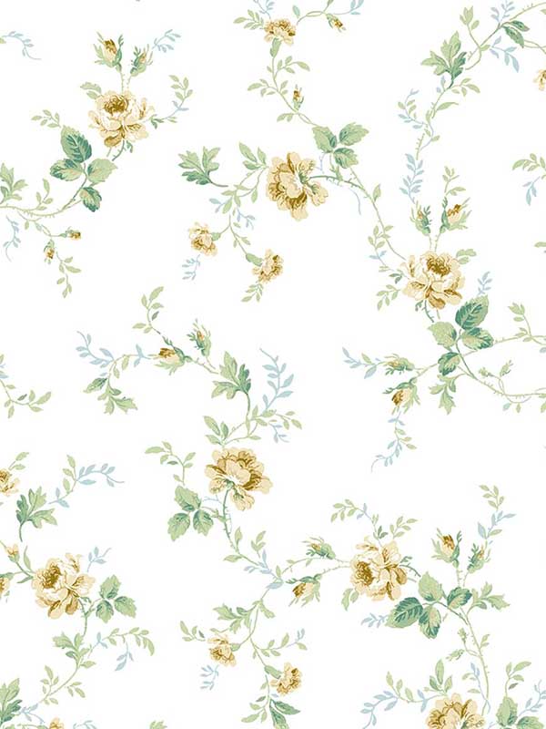 Blossom Floral Trail Peel and Stick wallpaper in wheatfield and sage color - pattern number NW50403 - by NextWall in the Peel and Stick Wallpaper by Nextwall collection
