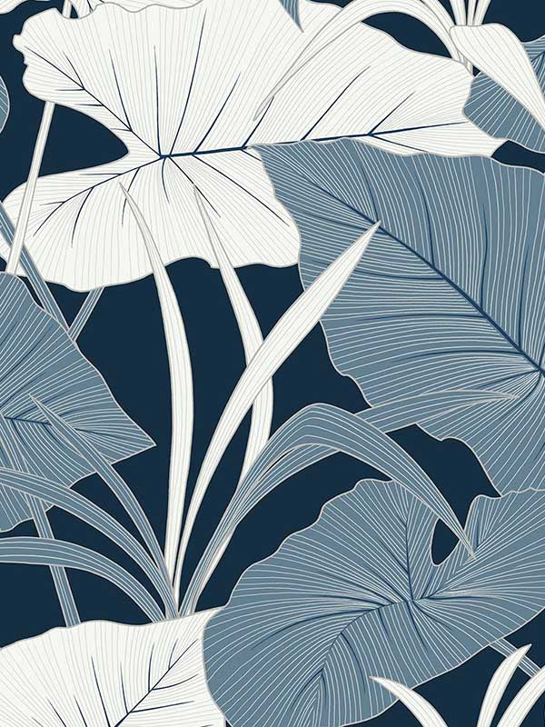 Elephant Leaves Peel and Stick wallpaper in blue lagoon color - pattern number NW52002 - by NextWall in the Peel and Stick Wallpaper by Nextwall collection