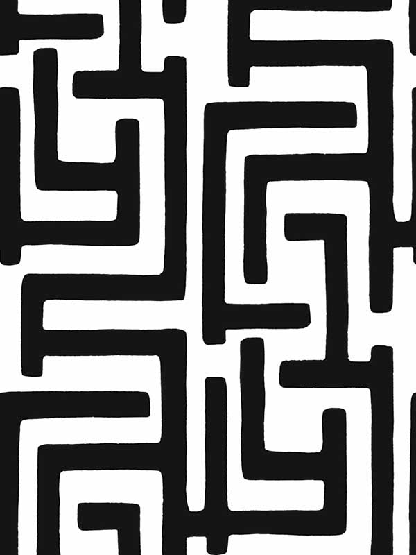 Graphic Maze Peel and Stick wallpaper in black color - pattern number NW54100 - by NextWall in the Peel and Stick Wallpaper by Nextwall collection