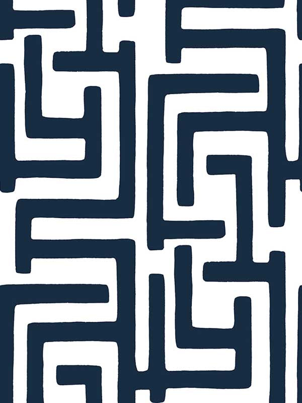 Graphic Maze Peel and Stick wallpaper in dark blue color - pattern number NW54102 - by NextWall in the Peel and Stick Wallpaper by Nextwall collection