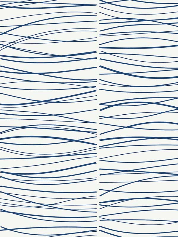 Wave Lines Peel and Stick wallpaper in blue color - pattern number NW55602 - by NextWall in the Peel and Stick Wallpaper by Nextwall collection
