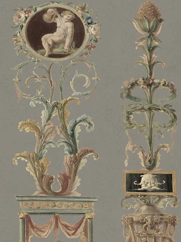 Pilasters wallpaper in grey taupe green beige brown color - pattern number WP20190 - by Mind the Gap in the Designer Collection II collection