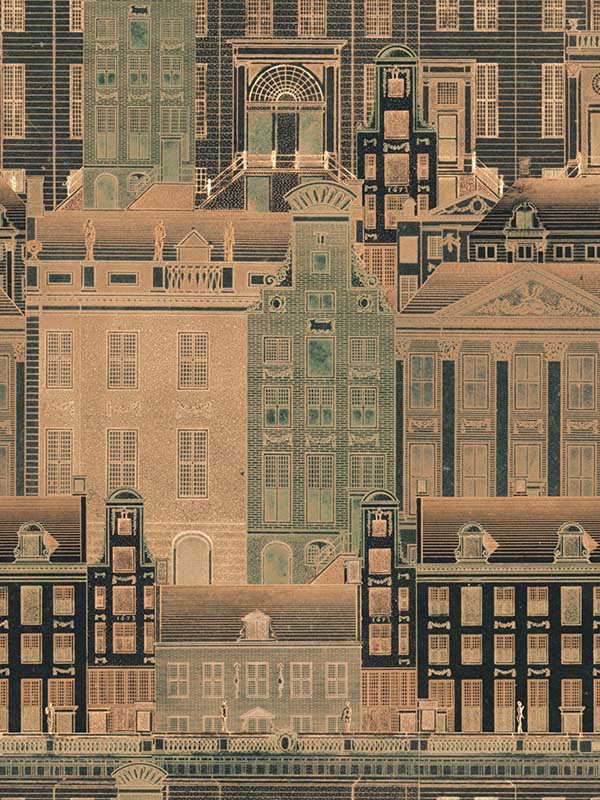 Amsterdam wallpaper in brown green orange color - pattern number WP20210 - by Mind the Gap in the Designer Collection II collection