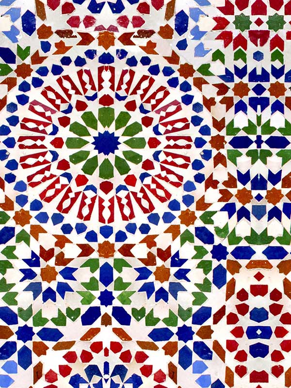 Mosaic fabric in red blue green taupe color - pattern number WP20263 - by Mind the Gap in the Designer Collection II collection