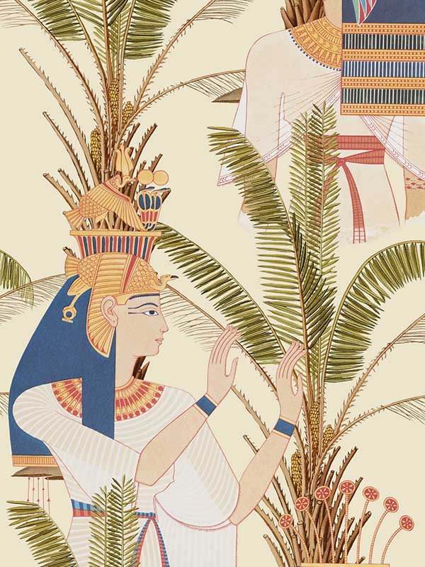 Egyptian Queens wallpaper in green blue red taupe color - pattern number WP20265 - by Mind the Gap in the Designer Collection II collection