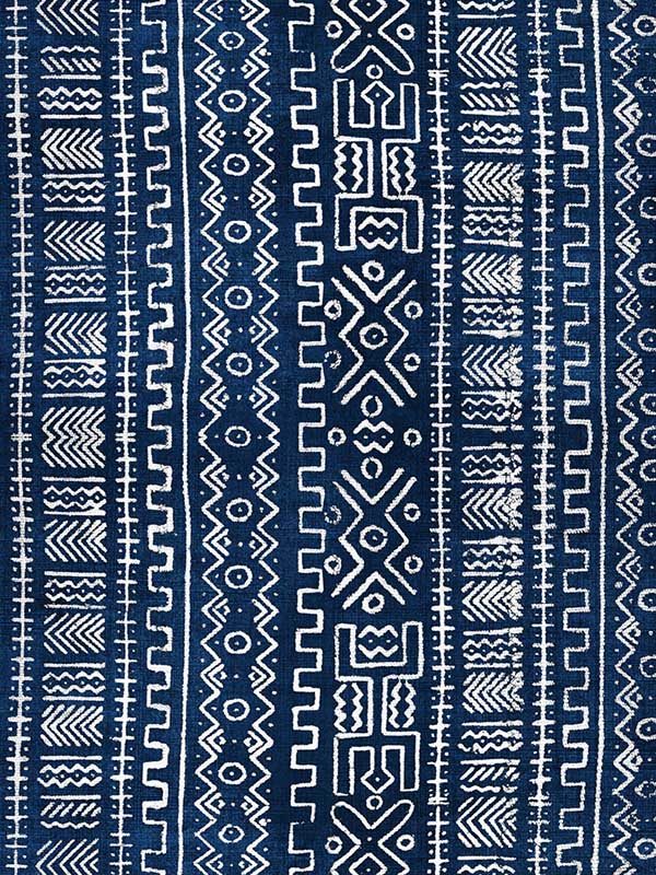 Bogolanfini wallpaper in blue white color - pattern number WP20267 - by Mind the Gap in the Designer Collection II collection