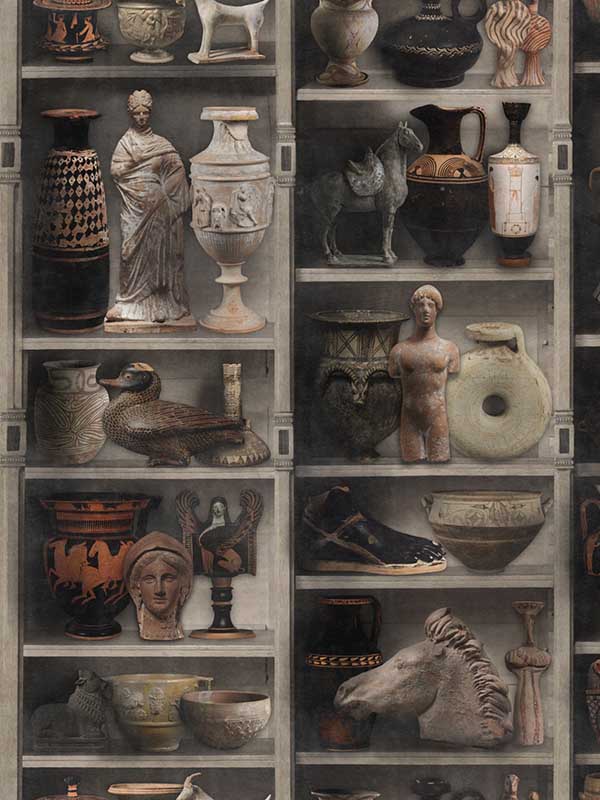 Greek Pottery wallpaper in brown black gold color - pattern number WP20417 - by Mind the Gap in the Compendium collection