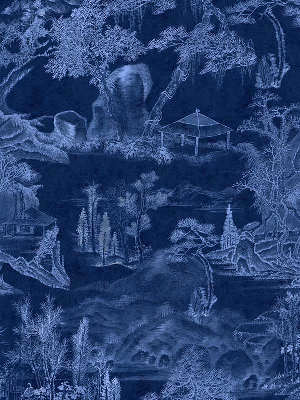Asian Scenery wallpaper in indigo color - pattern number WP20507 - by Mind the Gap in the Compendium collection
