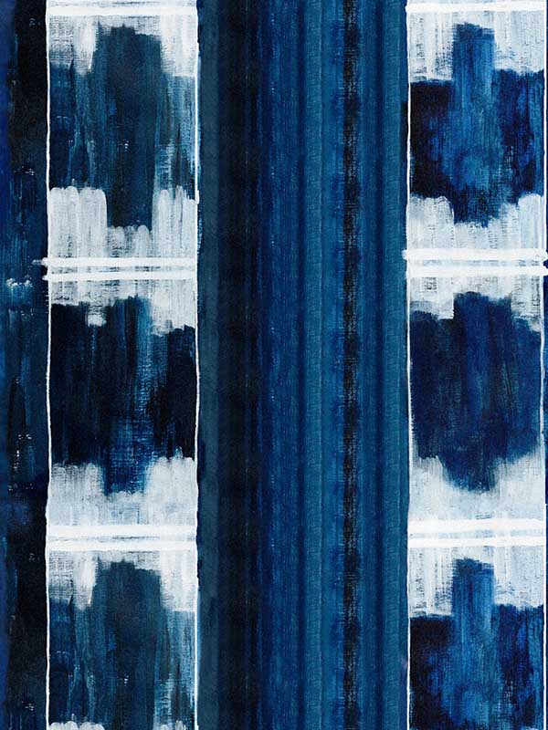 Yoruba wallpaper in indigo white color - pattern number WP20514 - by Mind the Gap in the Compendium collection