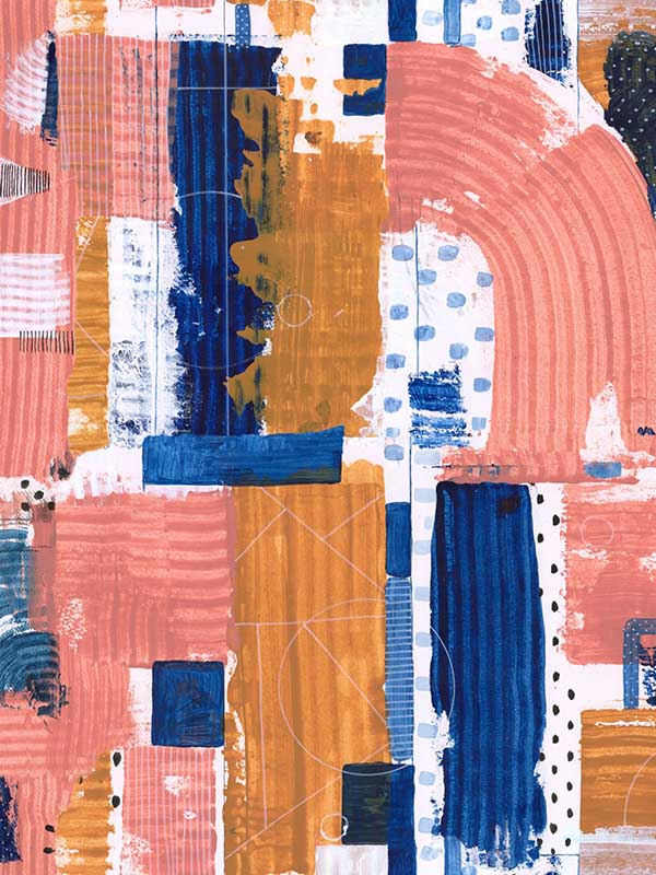 Bittersweet wallpaper in red blue orange white color - pattern number WP20529 - by Mind the Gap in the Compendium collection