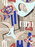 Mescaline wallpaper in taupe blue red color - pattern number WP20536 - by Mind the Gap in the Compendium collection
